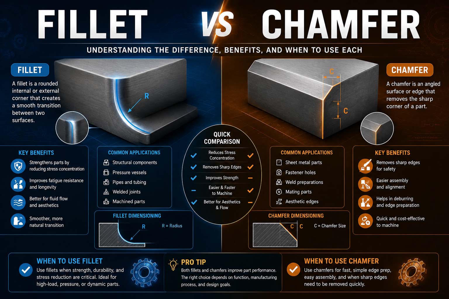 fillet vs chamfer