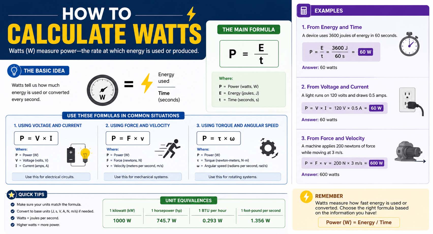 how to calculate watts