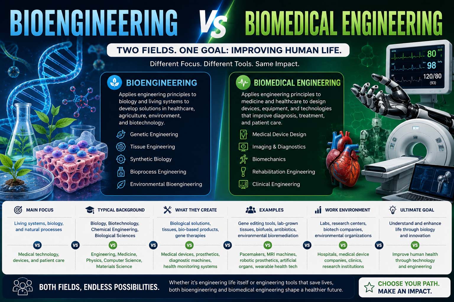 bioengineering vs biomedical engineering