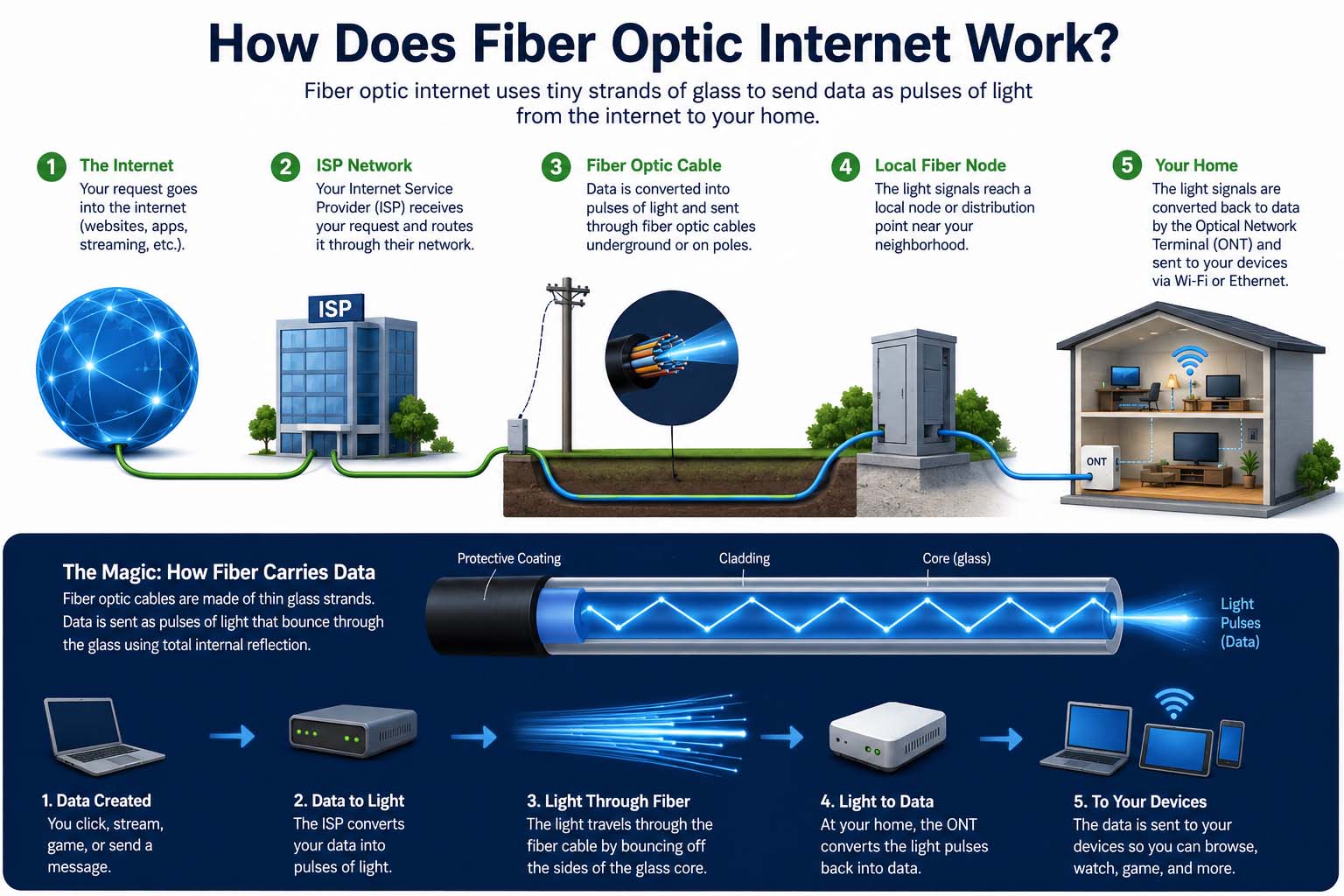 how does fiber optic internet work