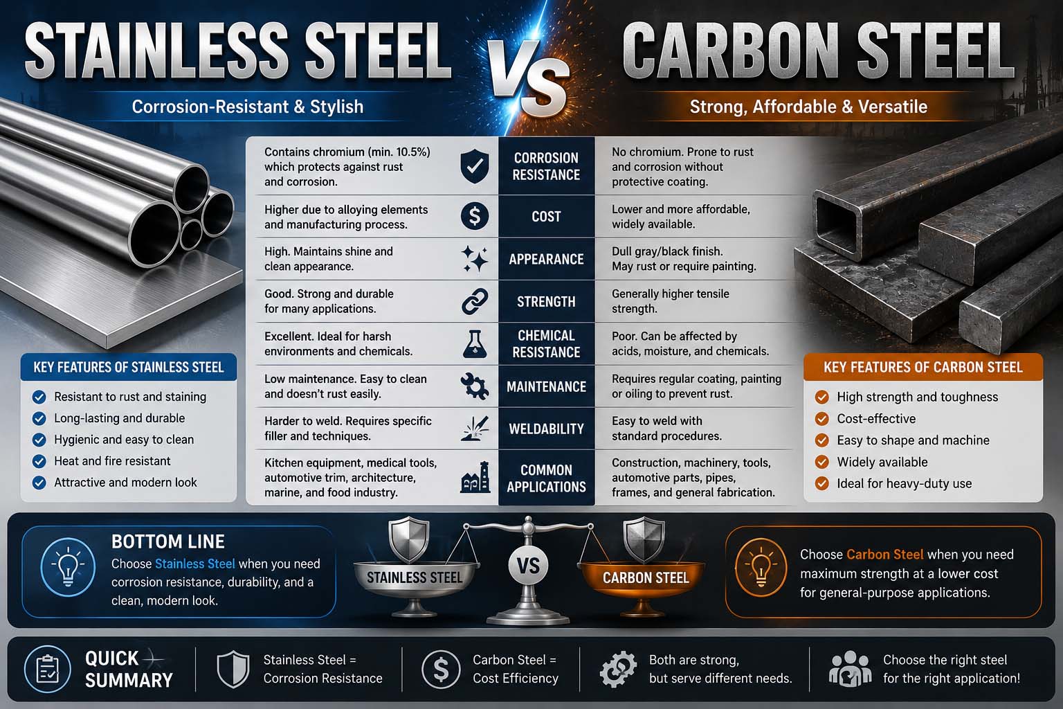 stainless steel vs carbon steel