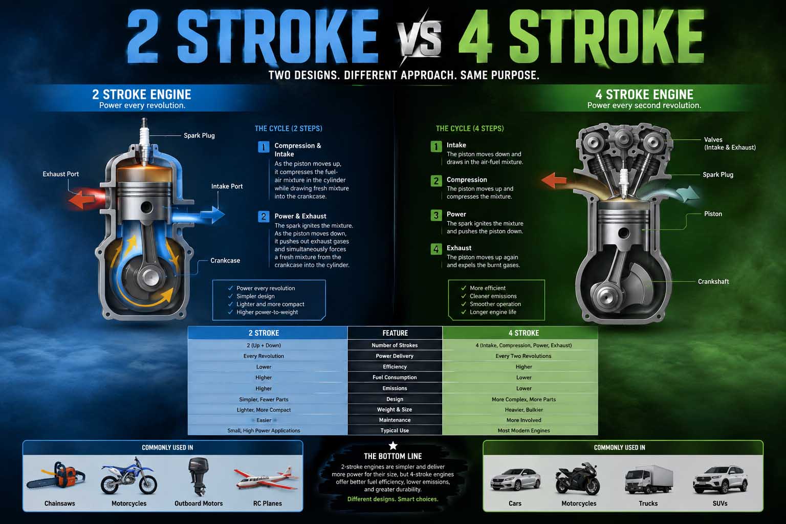 difference between 2 stroke and 4 stroke