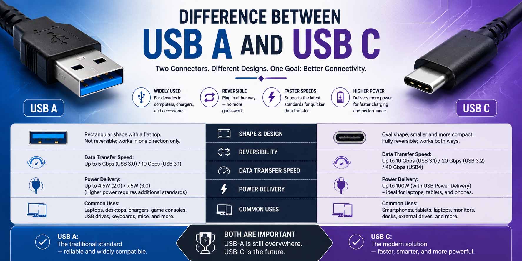 difference between usb a and usb c