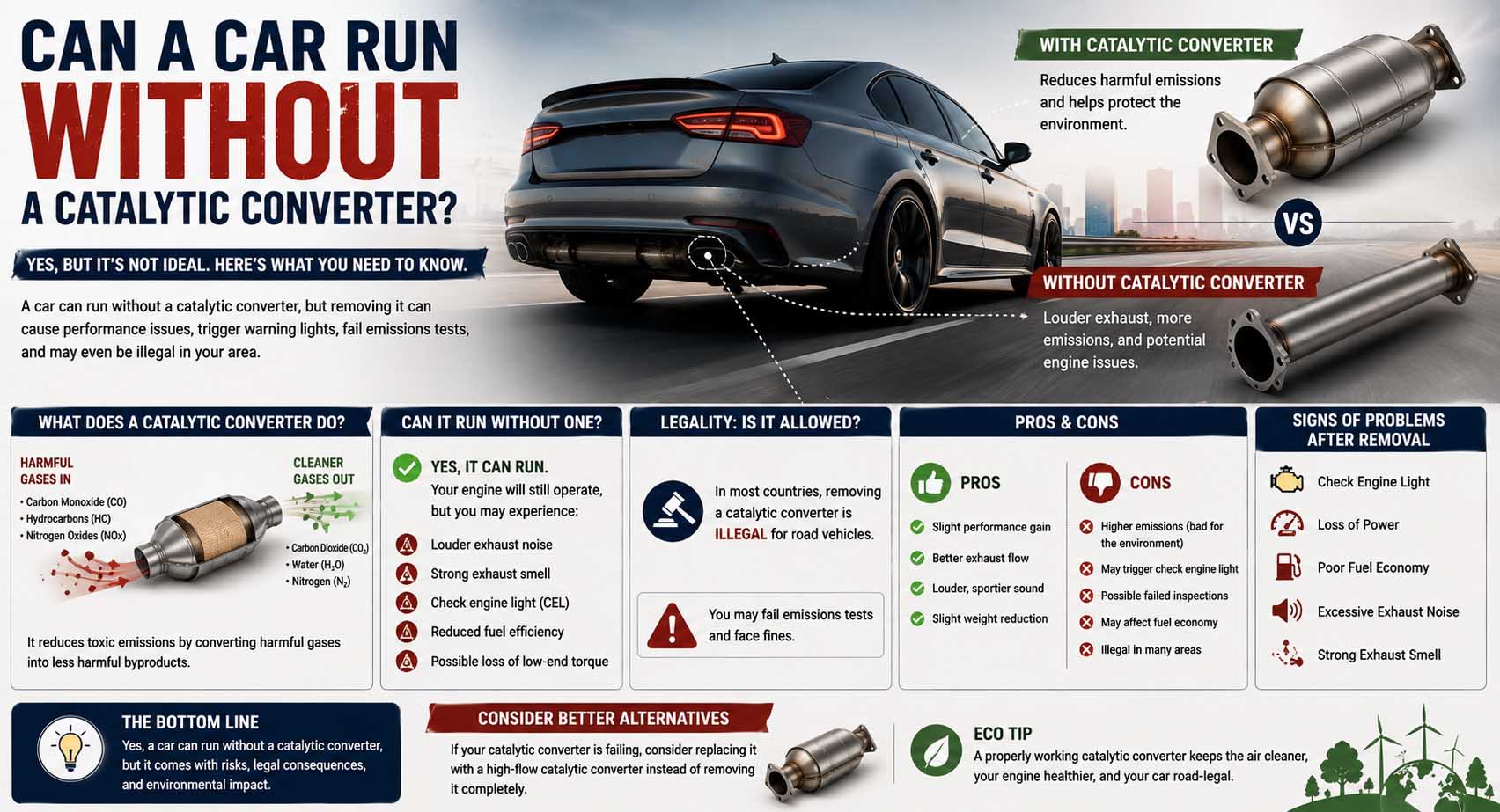 can a car run without a catalytic converter